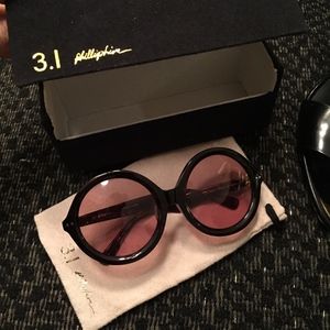 3.1 Phillip Lim Round Black Sunglesses with Case
